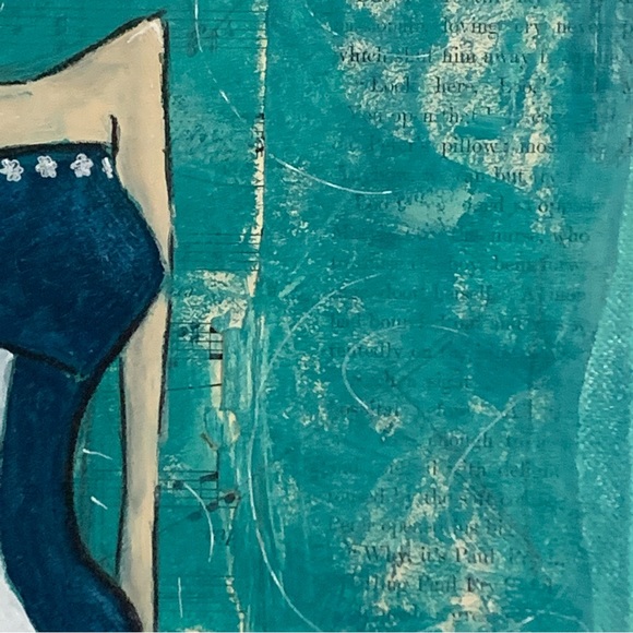 ORIGINAL ART! ALLISON WEEKS THOMAS “Peacock Girl” ORIGINAL MIXED MEDIA PAINTING! - Picture 5 of 10